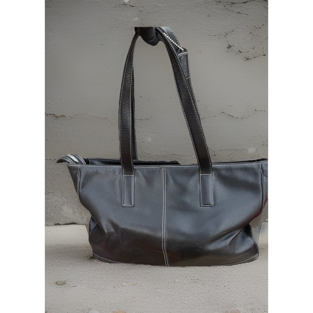 Coach Black Leather Zip Top Tote Shoulder‎ Bag F05S-7790